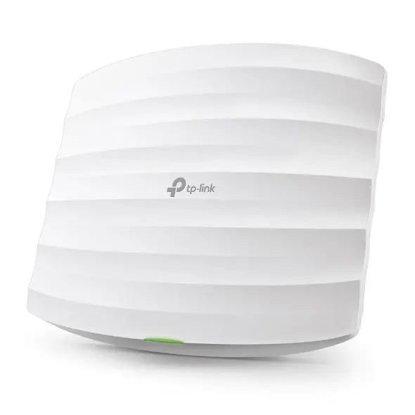 TP-LINK EAP245 AC1750 Wireless MU-MIMO Gigabit Ceiling Mount Access Point with dual-band antennas and Ethernet ports.